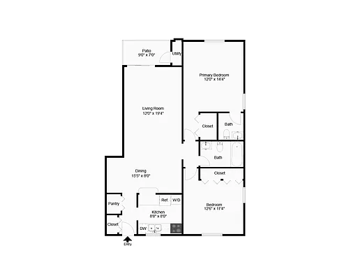 Floor plan Two Bedroom Lower