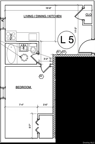 Floor plan 1 bed 1 bath