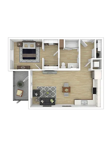 Floor plan 1x1 B INCOME QUALIFIED