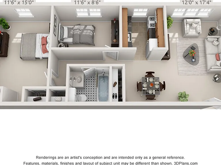 2 BEDROOM, 1 BATH - 750 SF 2 BEDROOM, 1 BATH - 750 SF