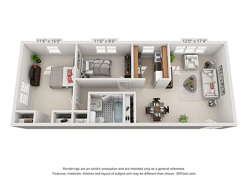 Floor plan 2-Bedroom 1-Bathroom
