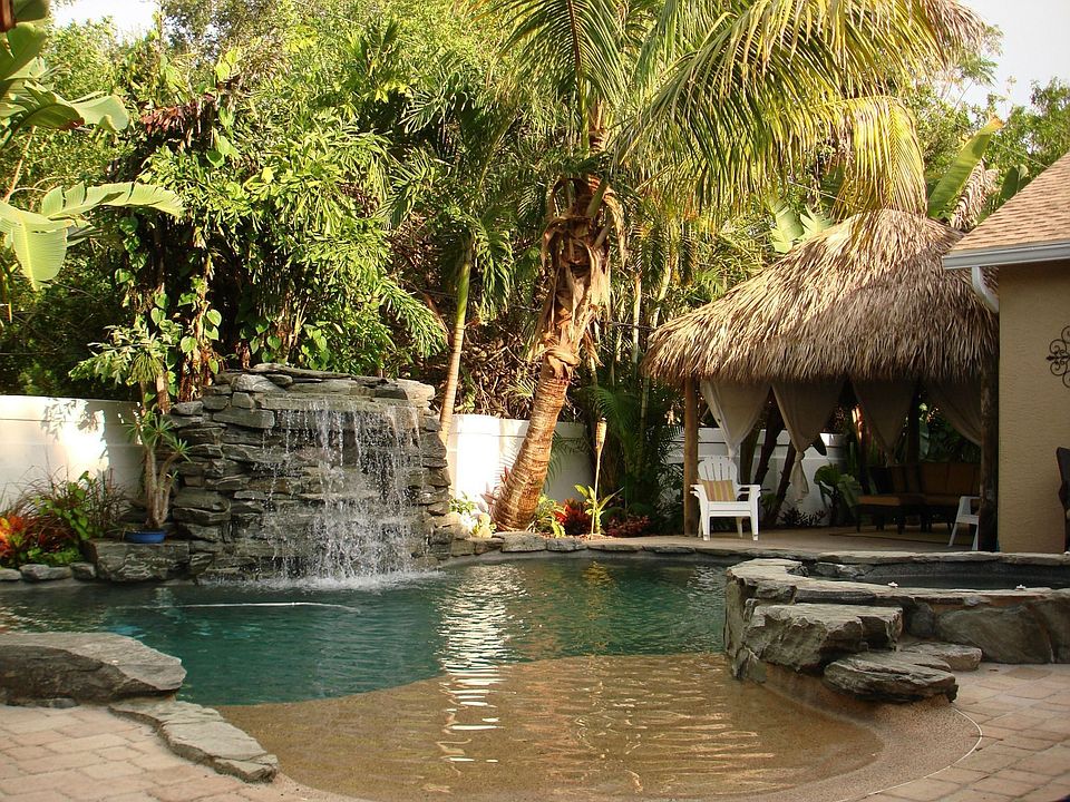 Beach Entry Pool w/ Waterfall