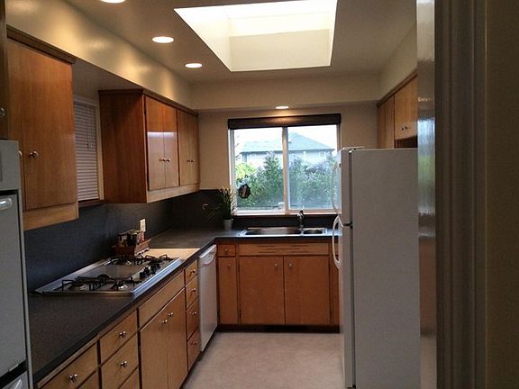 Spotless kitchen, skylights