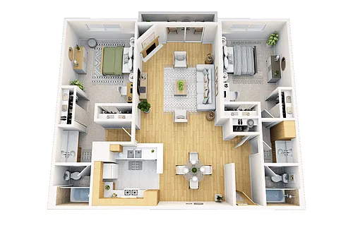 Floor plan 2 Bedroom, 2 Bath