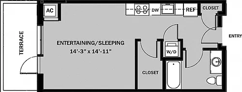 Floor plan Studio 1 Bath A3