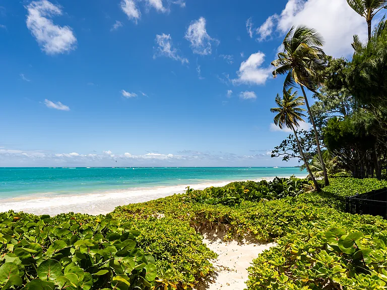 View of Kailua Beach from the property's private beach access pathway.