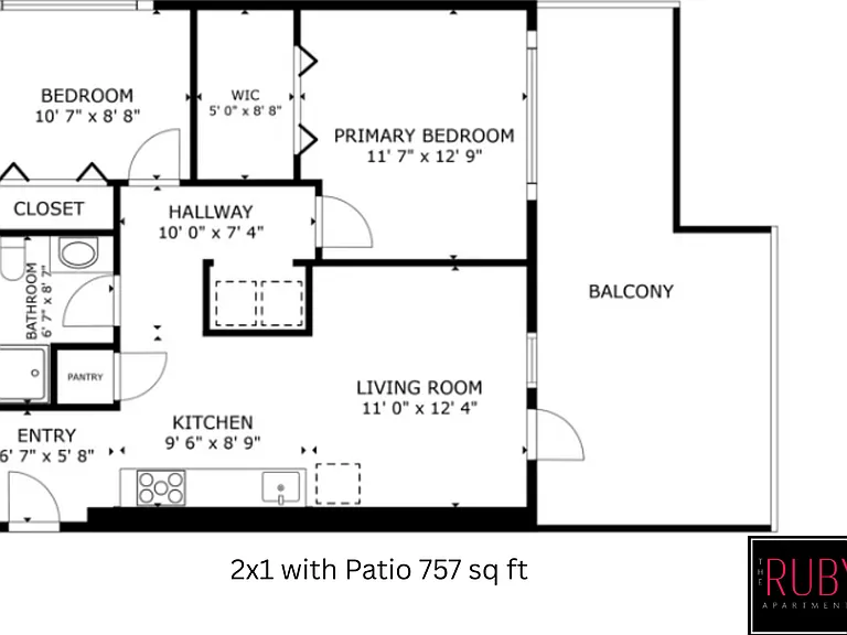 2x1 with Patio l 757 sq ft l The Ruby 2x1 with Patio l 757 sq ft l The Ruby