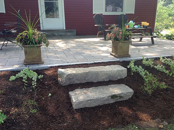 Granite steps to patio space
