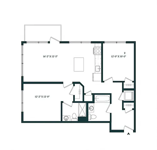 Floor plan 2 Bed / 2 Bath B-04W