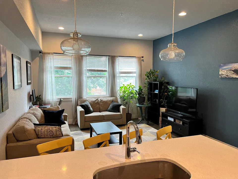 View of living room from kitchen