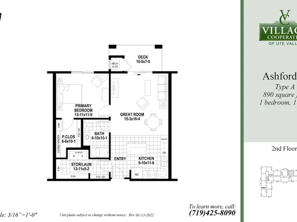 Ashford Type-A Plan, Village Cooperative of Ute Valley (Active Adults 55+)