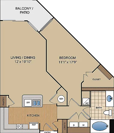 1 Bedroom, 1 Bathroom 1 Bedroom, 1 Bathroom