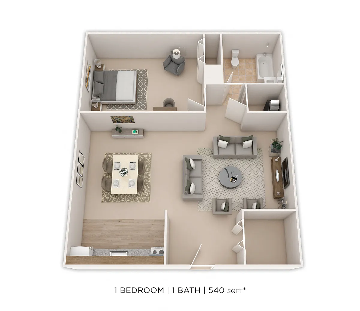 Floor plan One Bedroom - 540 sqft