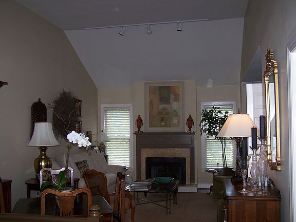 Living Room with Vaulted Ceiling and lots of light