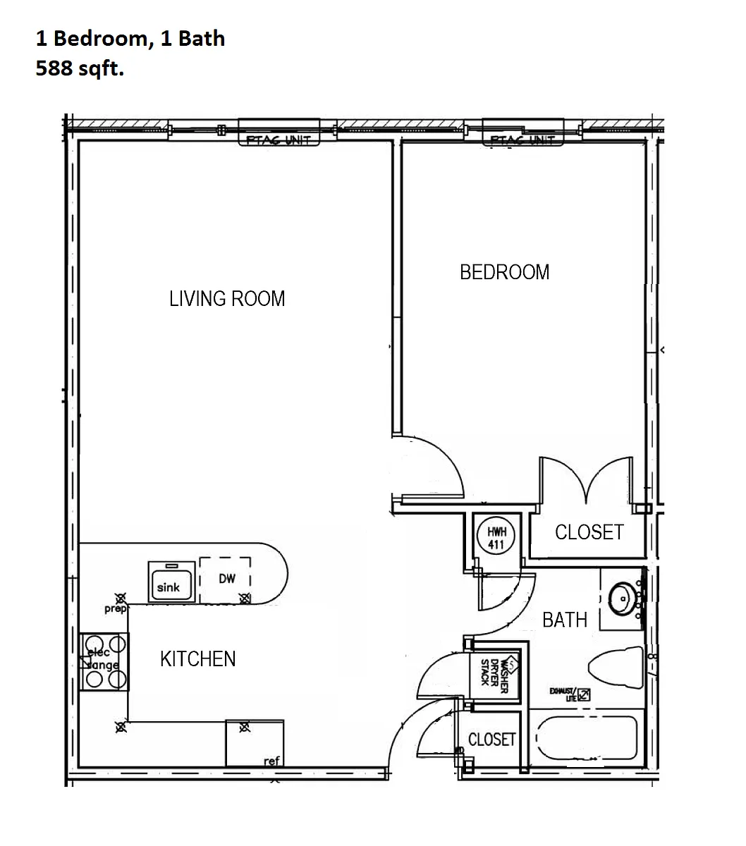Floor plan 1 Bedroom Standard