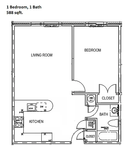 Floor plan 1 Bedroom Standard