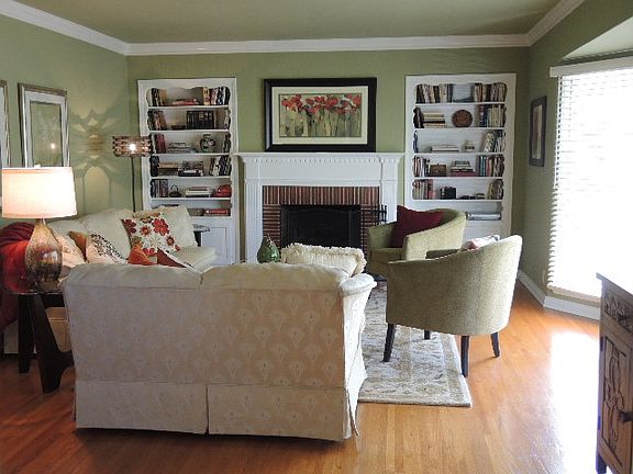 Living room w/FP & built-ins