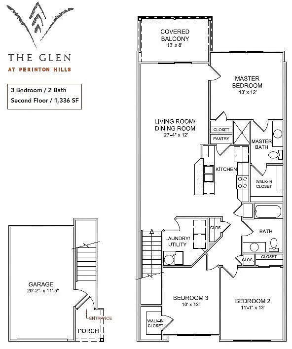 Floor plan 3 Bedroom/2 Bathroom/2nd Floor