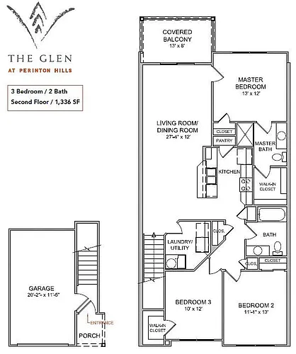 Floor plan 3 Bedroom/2 Bathroom/2nd Floor