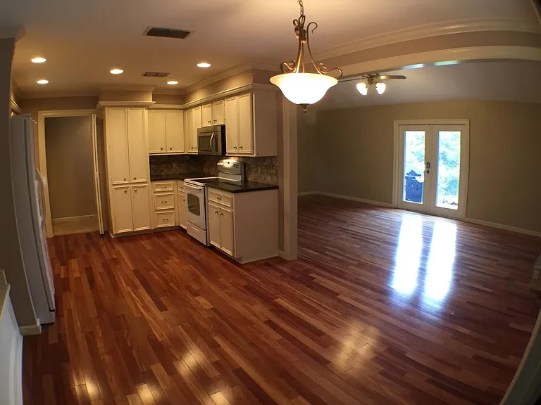 Dining Area open to Living (french doors open to back patio)