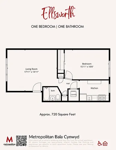 Floor plan One Bedroom Ellsworth