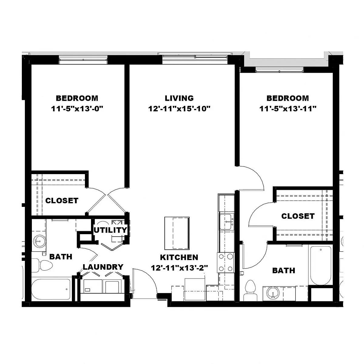 Floor plan Two Bedroom B1