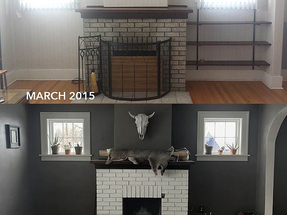 Living room, before & after 