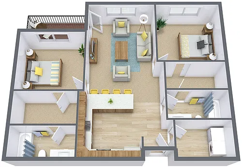 Floor plan Two Bedroom 22B