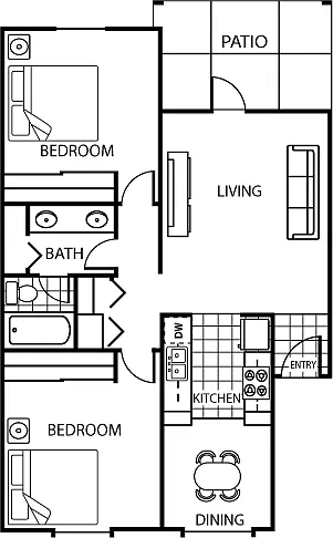 Floor plan Two Bedroom One Bath