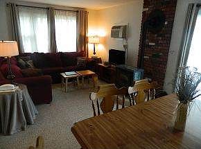 living room with gas woodstove