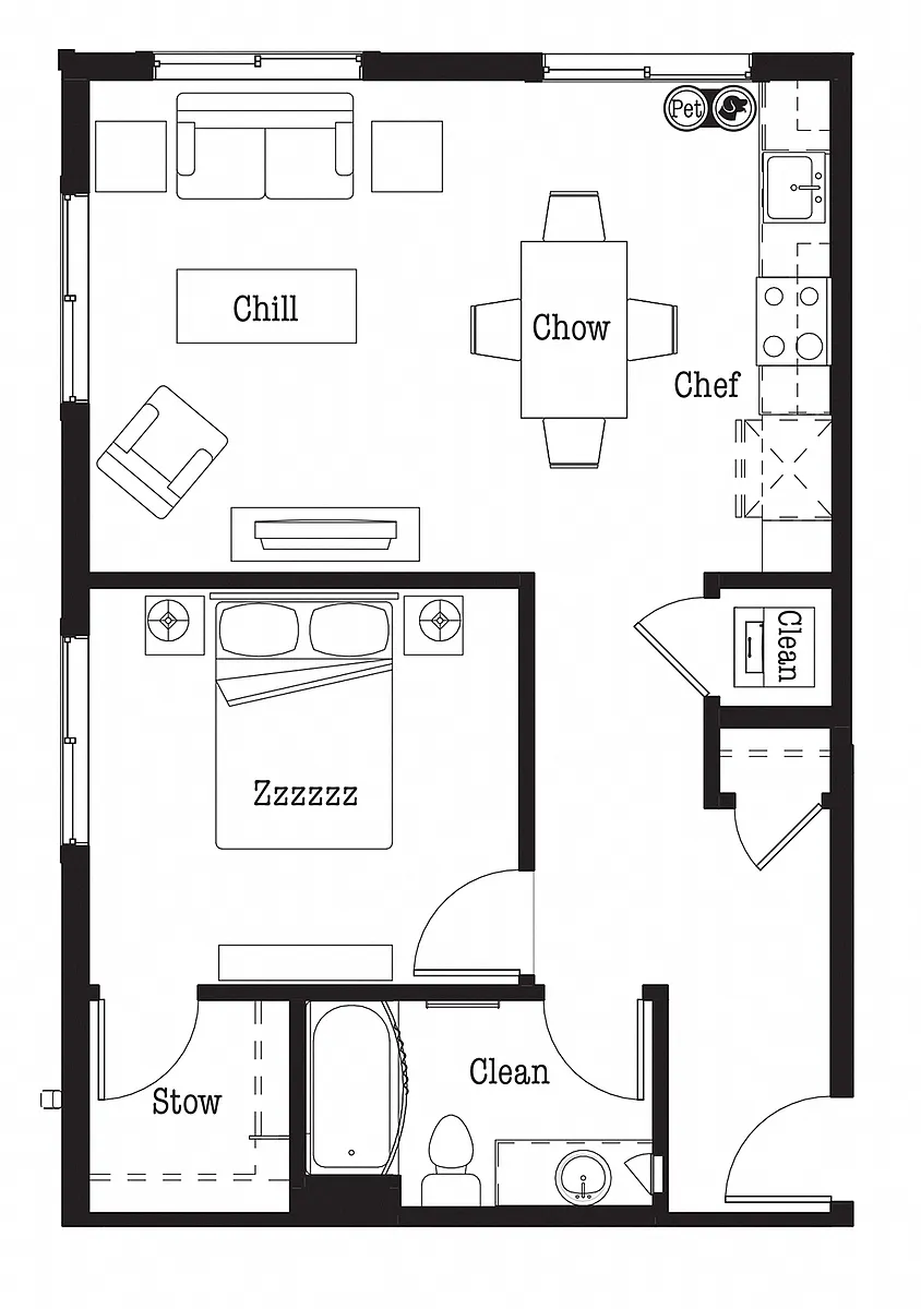 Floor plan One Bedroom Tech AT7