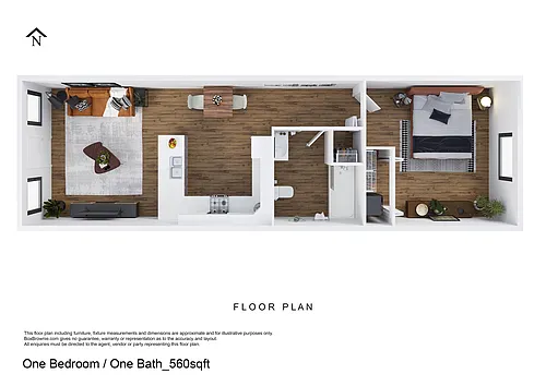 Floor plan One Bedroom Small