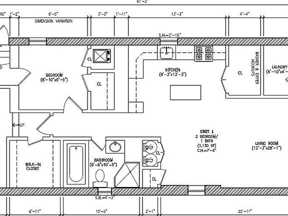 Floor plan - Ground floor unit 1130 SQF.