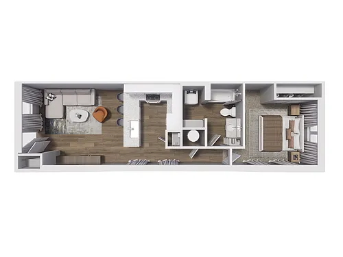 Floor plan 1x1 - 678 sqft - A1