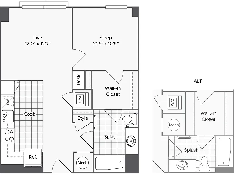 1 BR x 1 BA - N Floorplan 1 BR x 1 BA - N Floorplan