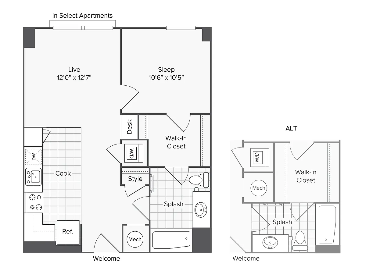 Floor plan 1 BR X 1 BA - N