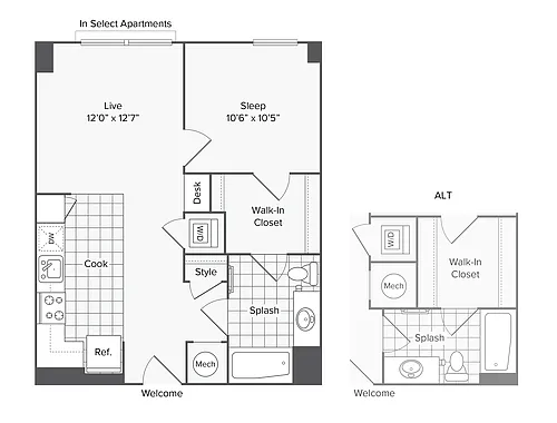 Floor plan 1 BR X 1 BA - I