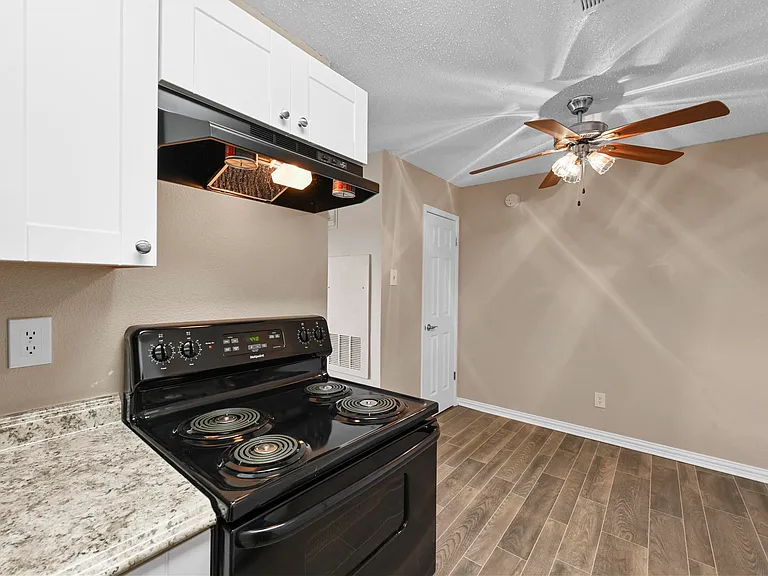 Updated kitchen with black appliances