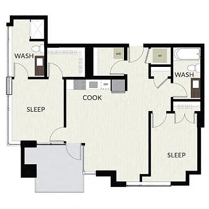 Floor plan 2 Bed/2 Bath-B4 1025