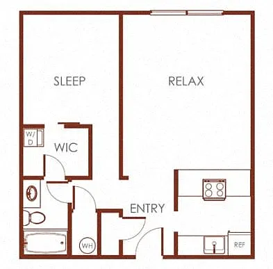 Floor plan One Bedroom One Bath