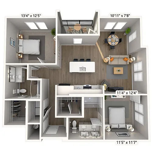 Floor plan B2 2x2 1192 SF-FP