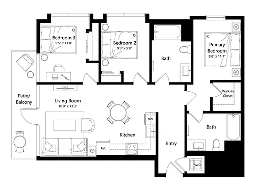 Floor plan L3C.1 - 3 Bed 2 Bath
