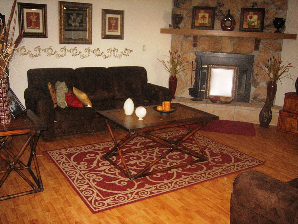 Living Room with Stone Fireplace