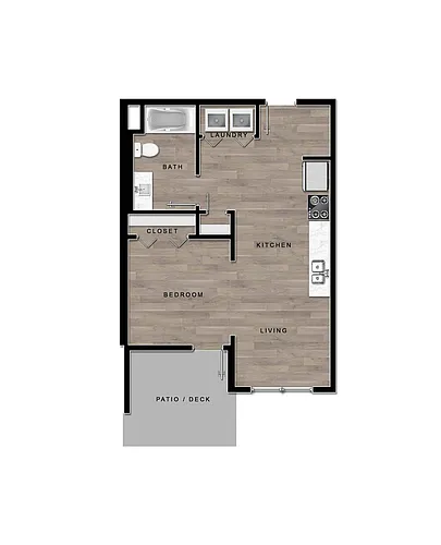 Floor plan Cypress Open 1-Bedroom