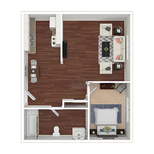 Floor plan Courtyard 1x1