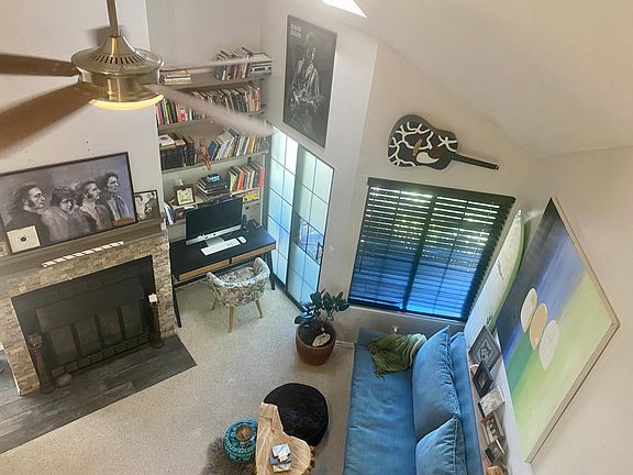 View of living room from upstairs loft.