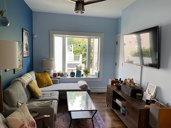 Living room with large bay window