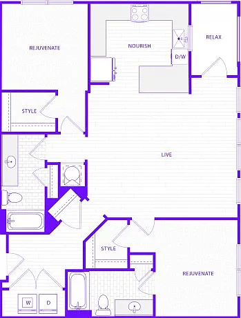 Two Bedroom Two Bath (1338 SF) Two Bedroom Two Bath (1338 SF)
