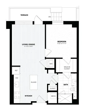 Floor plan 1 Bed/1 Bath-C1.1