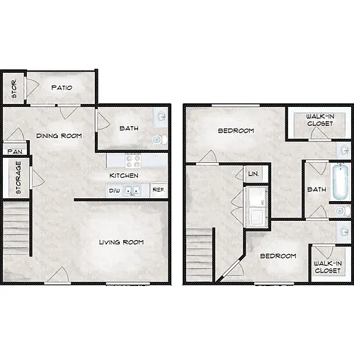Floor plan 2 Bed 1.5 Bath